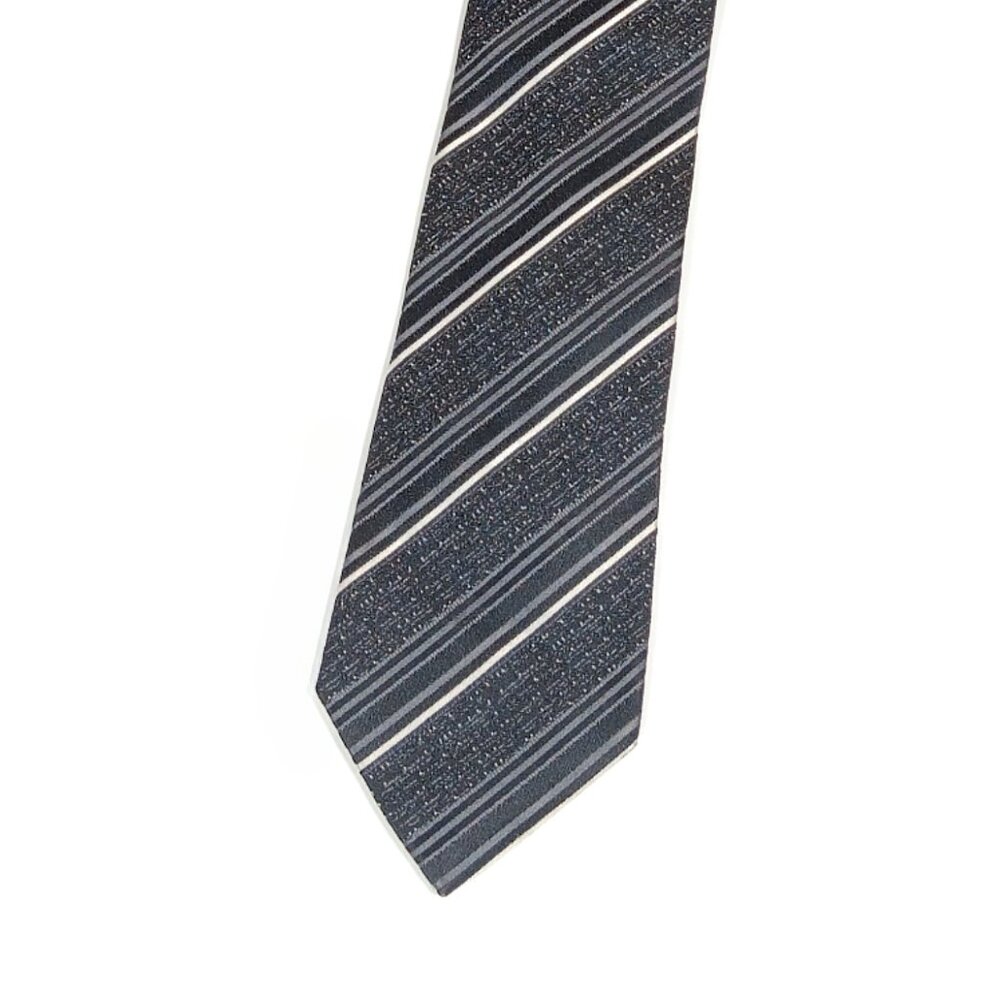 Marc Anthony Men’s Silk Tie Black Gray Striped Long 62 inch Designer Tie New